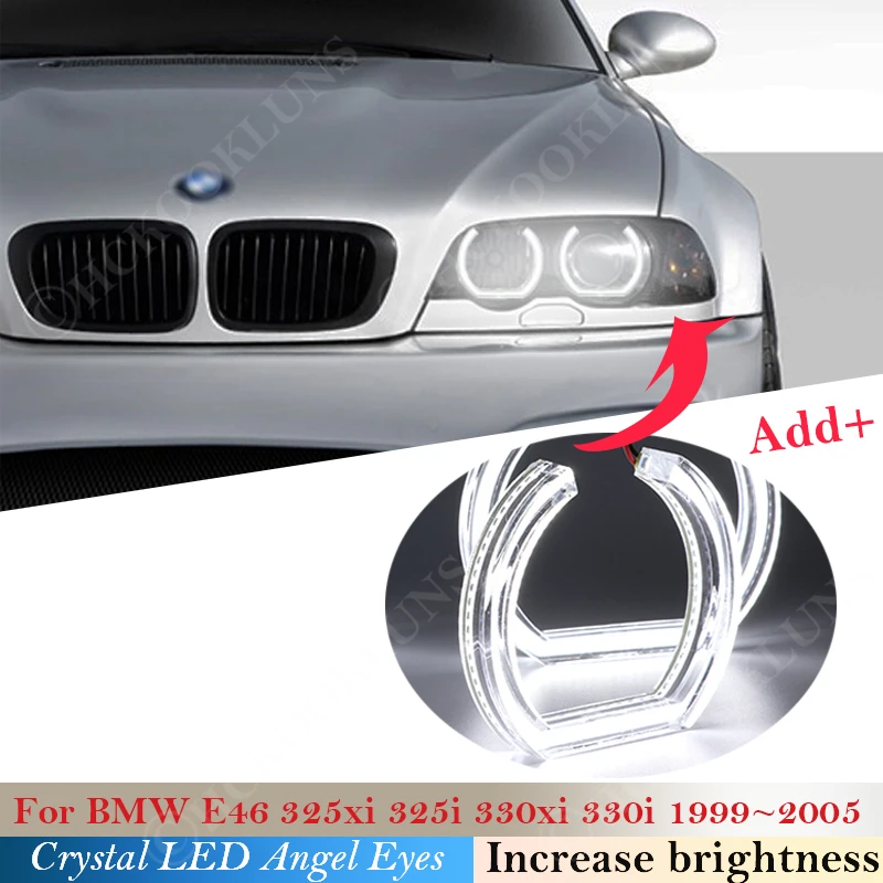 

For BMW E46 325i 325xi 330i 330xi 1999~2005 DTM Style Crystal LED Angel Eyes Halo Rings Light kits HID headlights Car styling