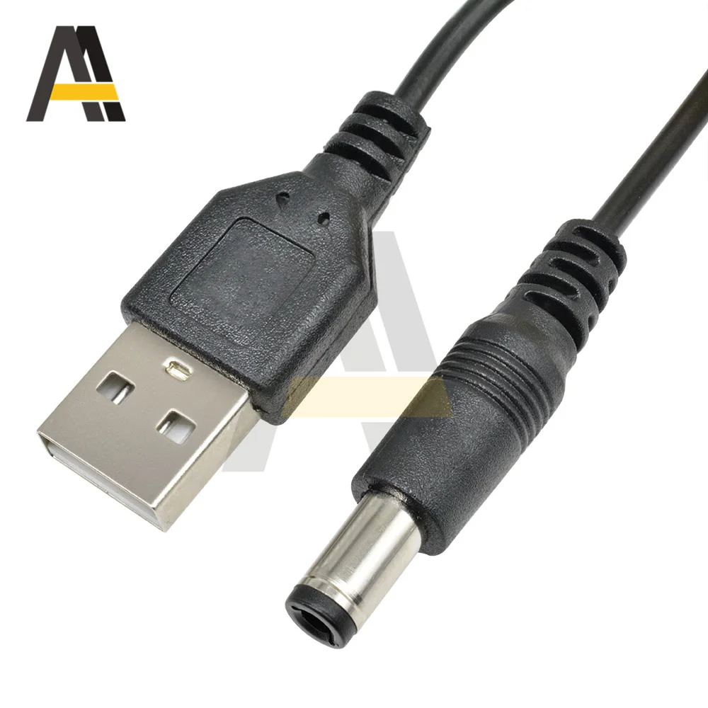 Cable adaptador de conector de alimentación USB 2,0 a DC 5,5x2,1mm 5,5x2,1, Mini Cable adaptador de conector USB, Cable de fuente de alimentación, 80CM