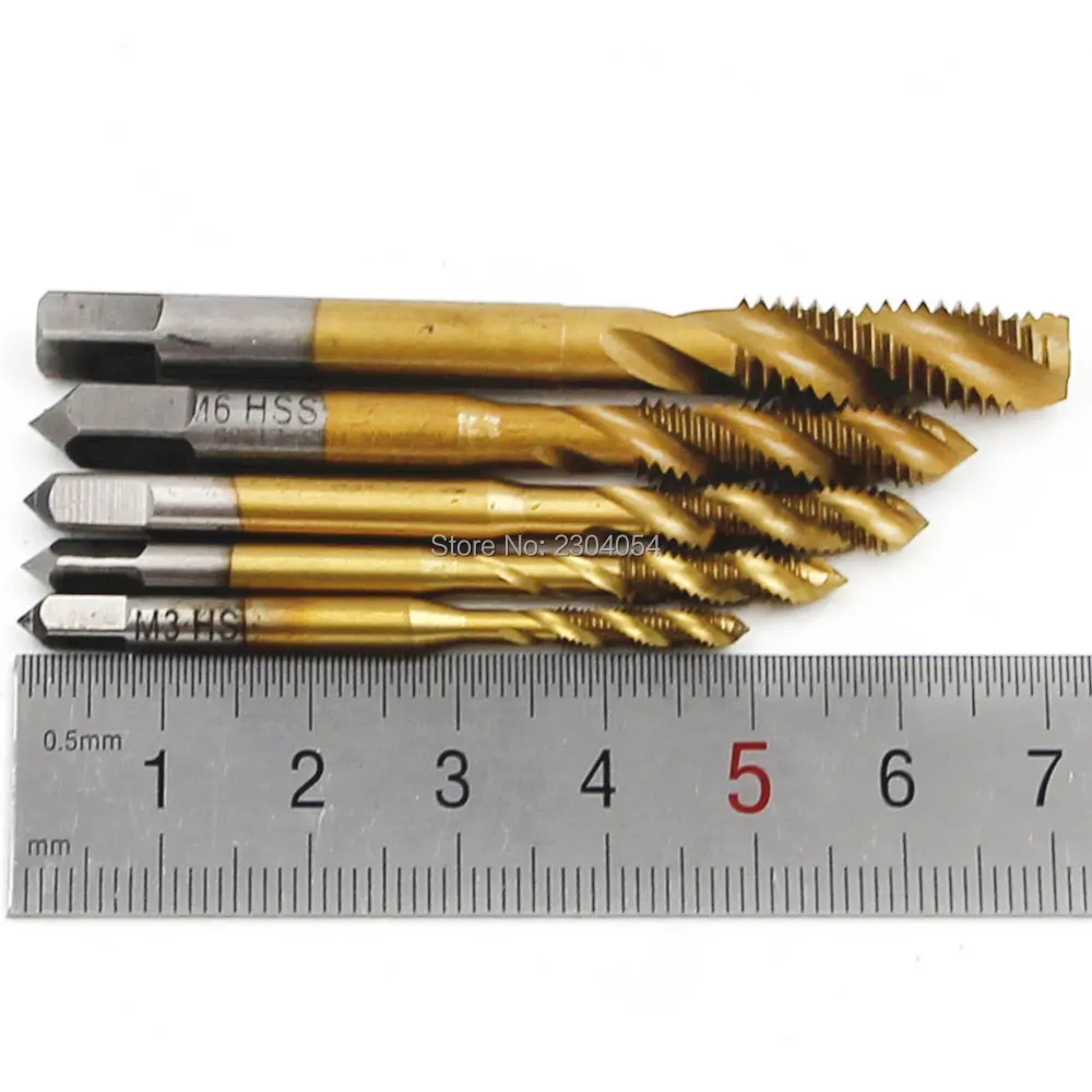 5 Teile/satz HSS 4341 Hand Tippen M3 M4 M5 M6 M8 Spirale Metric Rechte hand Gewinde Tippen Bohrer M3-m8 0,5mm-1,25mm Pitch spirale flöte tap