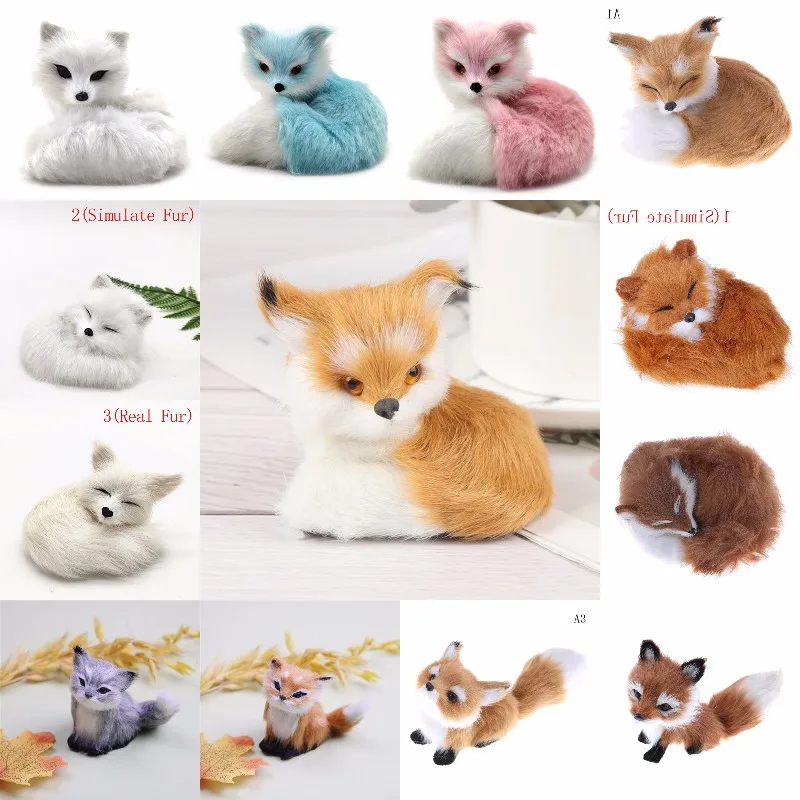 Cute Simulation Fox Toy Mini Squatting Fox Model Home Decoration Wedding Birthday Gift Stuffed Plush Toys