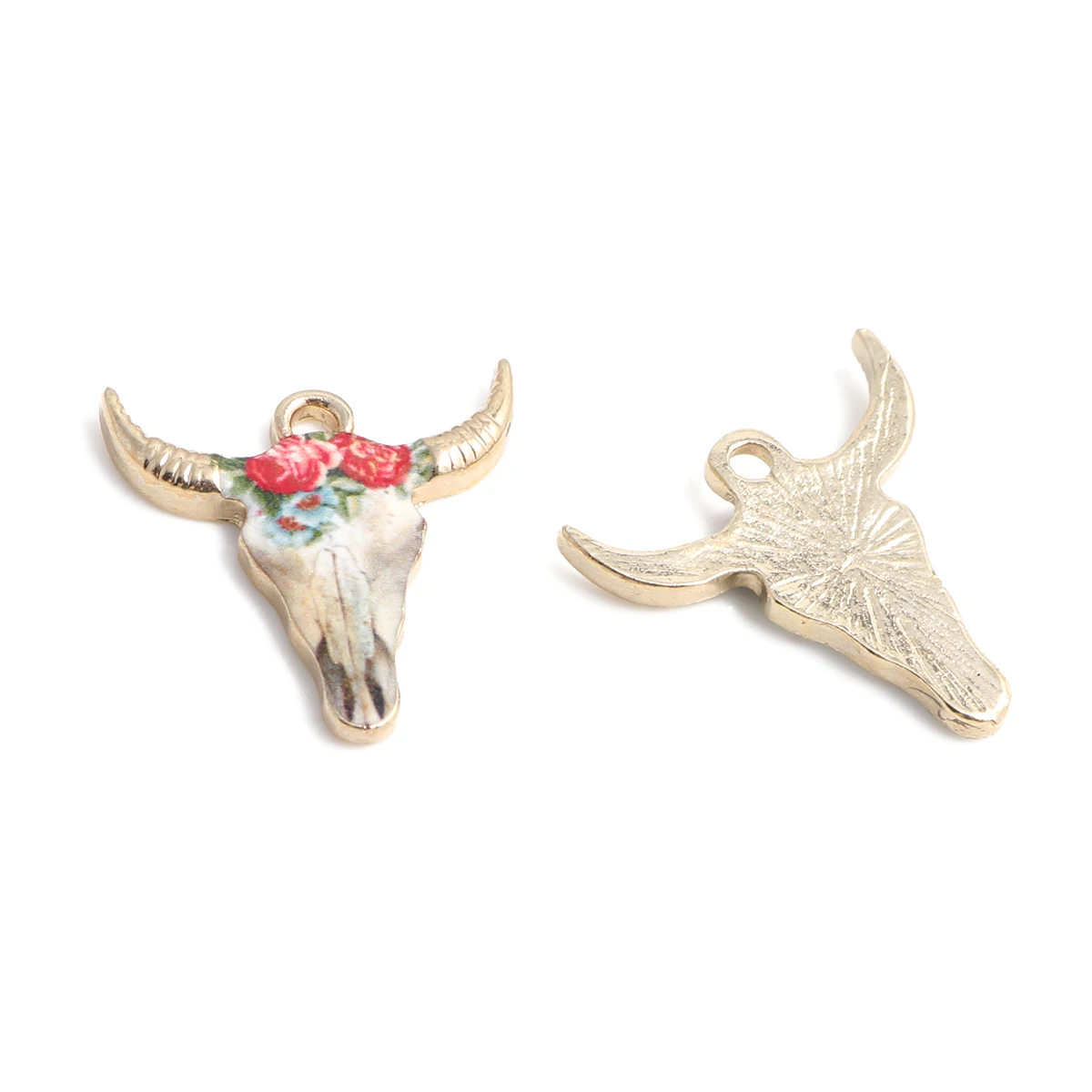10 PCs Cow Charms Zinc Based Alloy Multicolor Enamel Charms Animal Pendants Gold Color 22* 21mm For DIY Jewelry Making