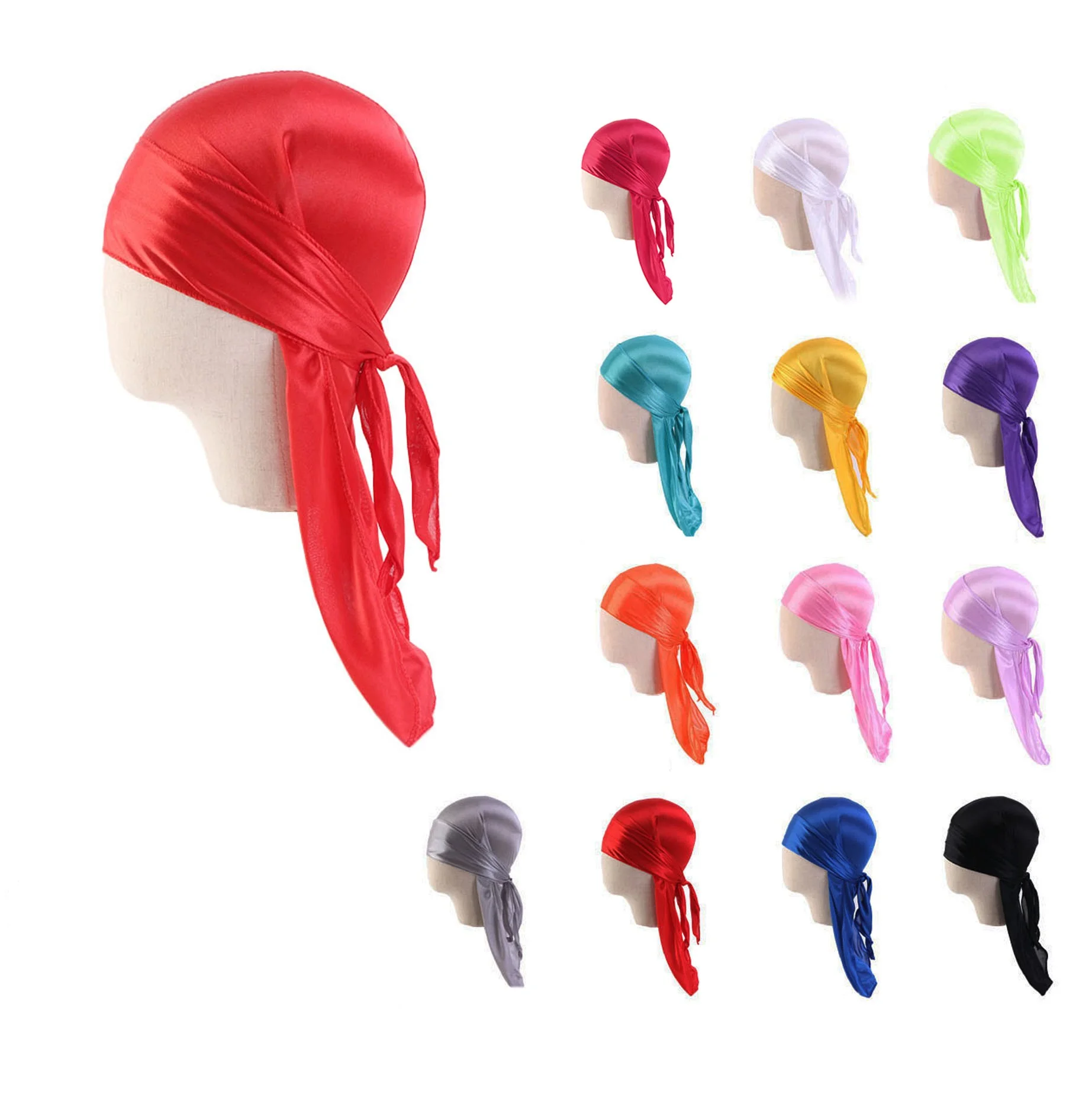 Jedwabisty Durag dla dzieci Chłopcy Dorosły Kapelusz piracki z długim ogonem Hip-Hop Bandany Doo Rag Turban Fale Czapka Nakrycia głowy Akcesoria do włosów