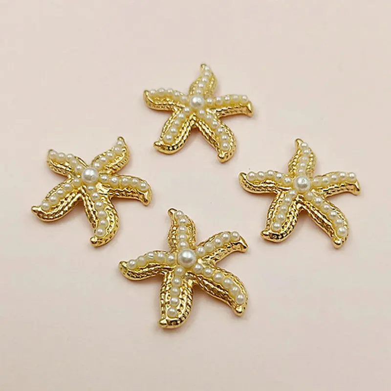 10 Pcs/lot Batch Alloy Gold  Starfish Pendant Button Decoration Jewelry Earrings Collar DIY Jewelry Accessories Handmade