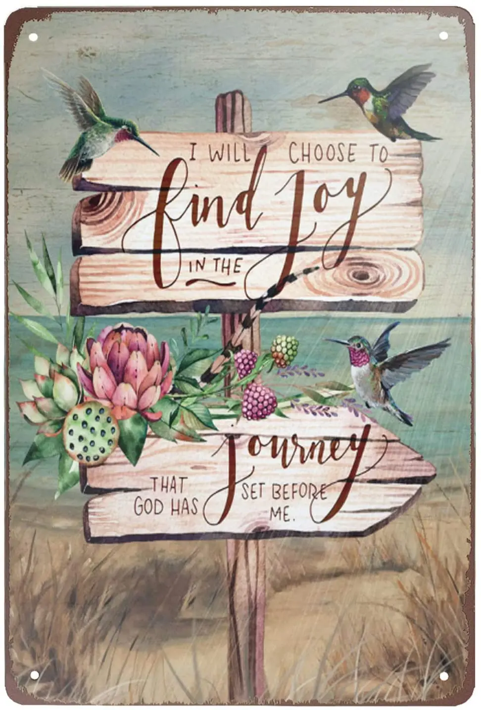 

Super durable Beautiful Humming Bird i Will Choose to find Joy in The Journey That god has Set Before me-tin Signs Vintage Wall