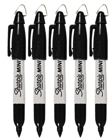 5 Sharpie Marker Pens 35113 Golf Bag Mini Label, with hook, ink color black, 8 pen colors to choose from