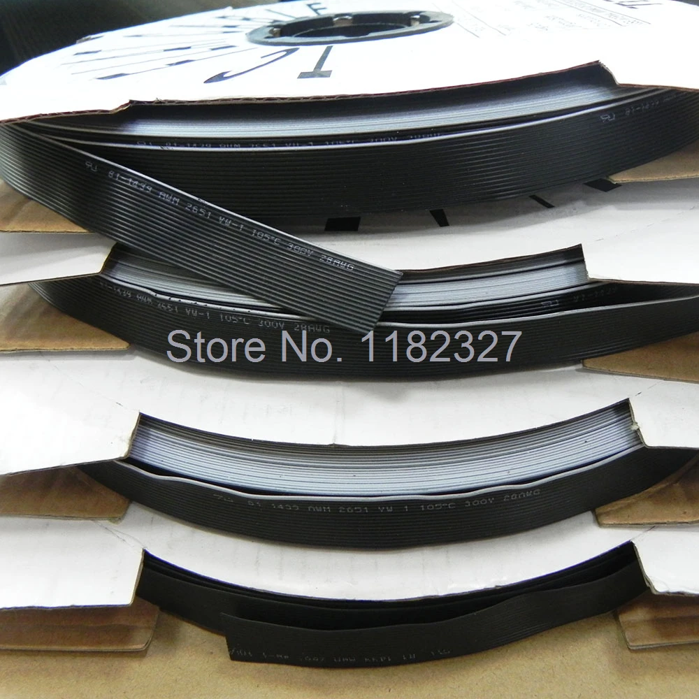 16Pin 1.27MM Pitch 16 WAY Flat Black Color IDC Flat Ribbon Cable UL Style 2651 Wire 28AWG Black ribbon cable