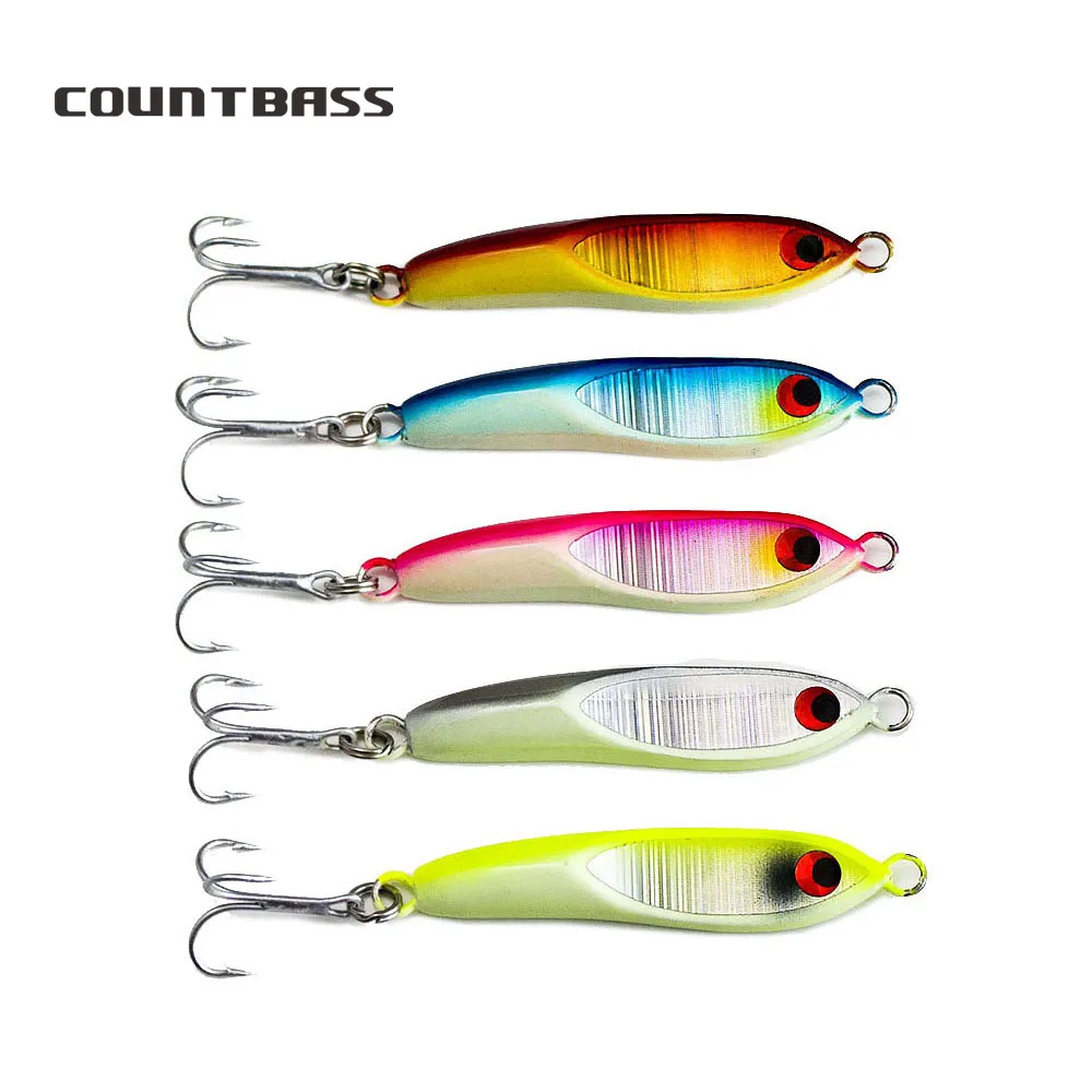 COUNTBASS Jigging Lures 5PCS 16g 0.56oz , Luminous Belly, Micro Metal Fishing Jigs Sea Bass Game, Small size Fish Lure