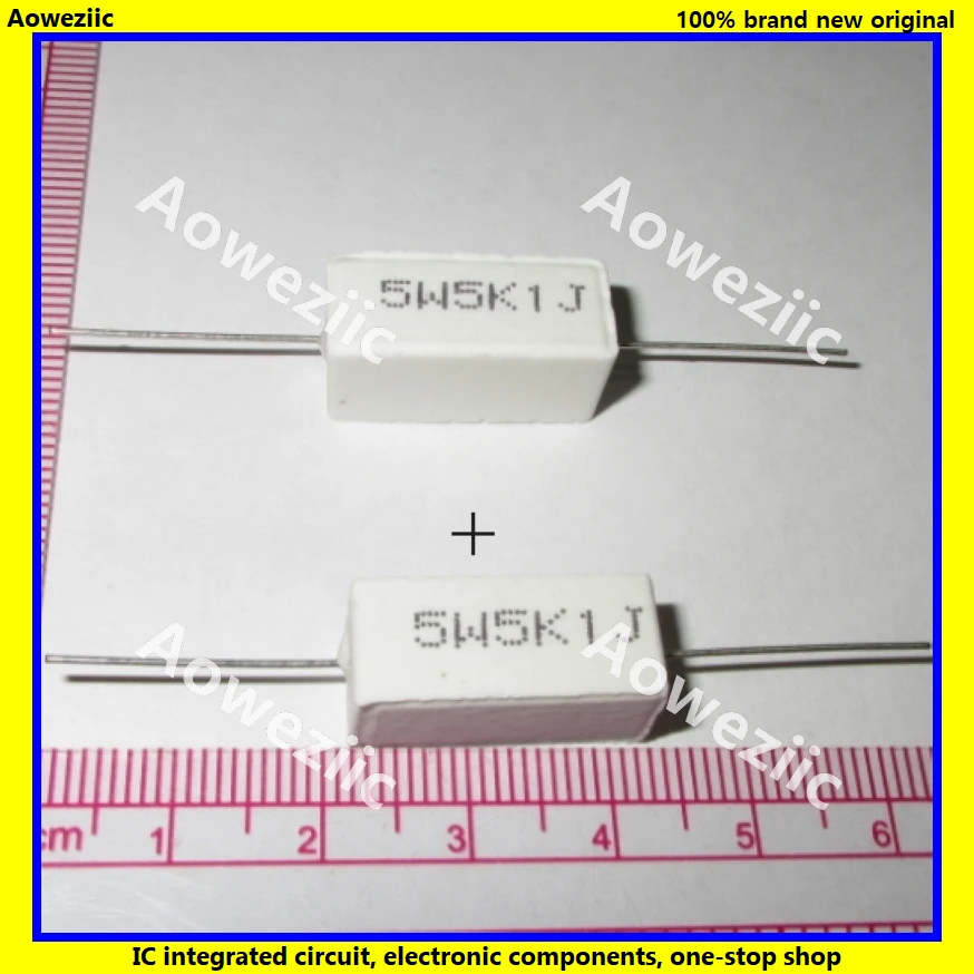 10Pcs RX27 Horizontal cement resistance 5W 5.1K ohm 5.1K RJ 5W5K1J 5100R 5100RJ Ceramic Resistance precision 5% Power resistance