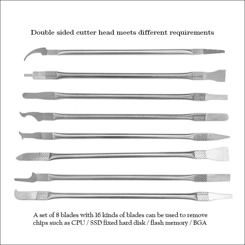 Conjunto de ferramentas de remoção de chip ic 8 em 1, conjunto para celular, tablet, laptop, tela lcd, cpu, separação bga e faca de remoção de cola