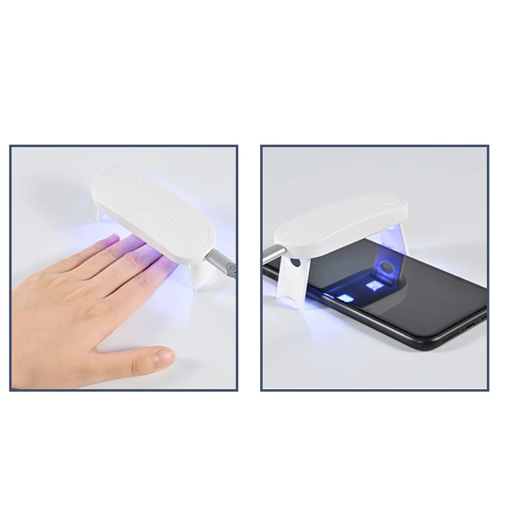 Lâmpada UV portátil do cozimento com filme do telefone móvel, lâmpada UV da cura da colagem, lâmpada plástica Shadowless do manicure, DIY, 3LED, 6W