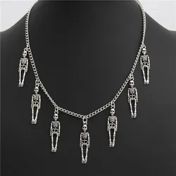1 piece of Halloween gift vintage pirate skull necklace 7 skeletons and glamour alloy pendant vintage punk necklace.