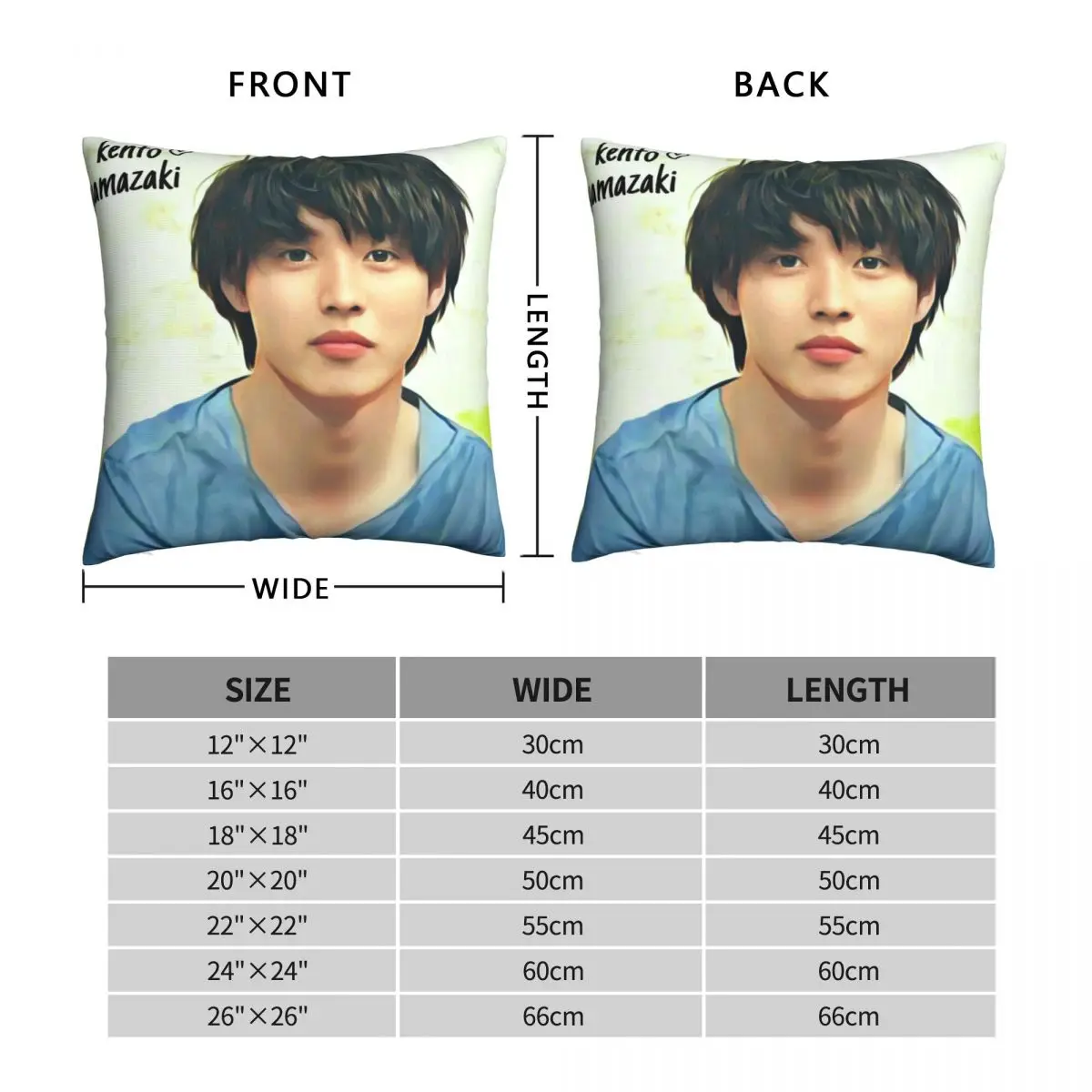 Kento Yamazaki Portrait Square Pillowcase Polyester Linen Velvet Printed Zip Decor Home Cushion Case