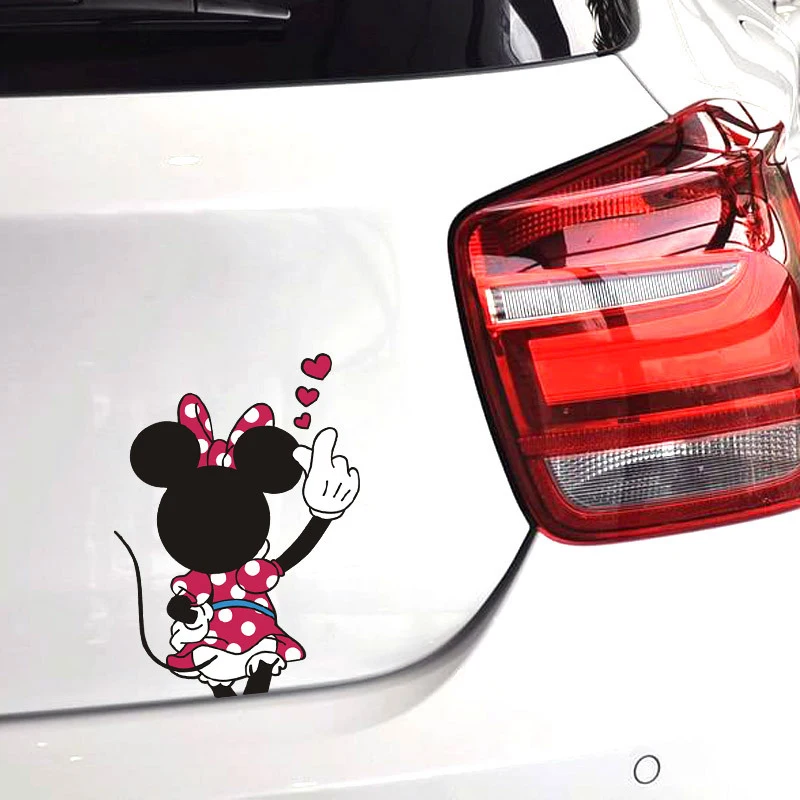 Hand Heart Disney Cartoon Mickey Mouse Car Stickers Minnie Mouse Styling Auto Window Waterproof Decals Windshield Decoration