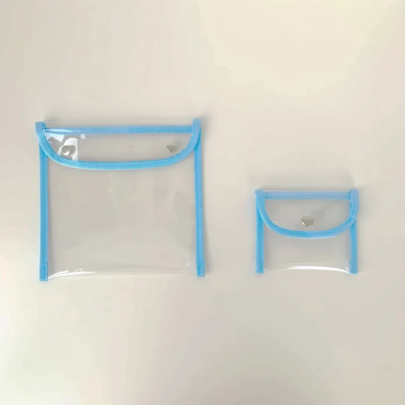 Ins Solid Color Ribbon Transparent Pencil Case PVC Large Capacity Simple Style File Bag Cosmetic Storage Bag School Stationery