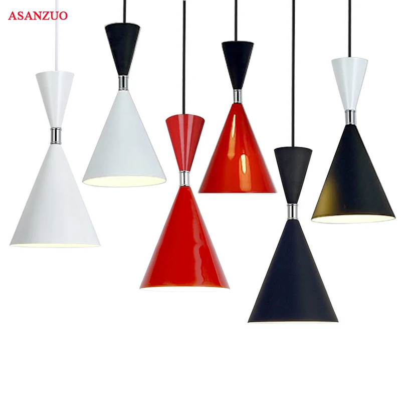 

​LED pendant lights black white Red hanging lamp indoor home decor lighting luminaire modern living dining room bedside lamp E27