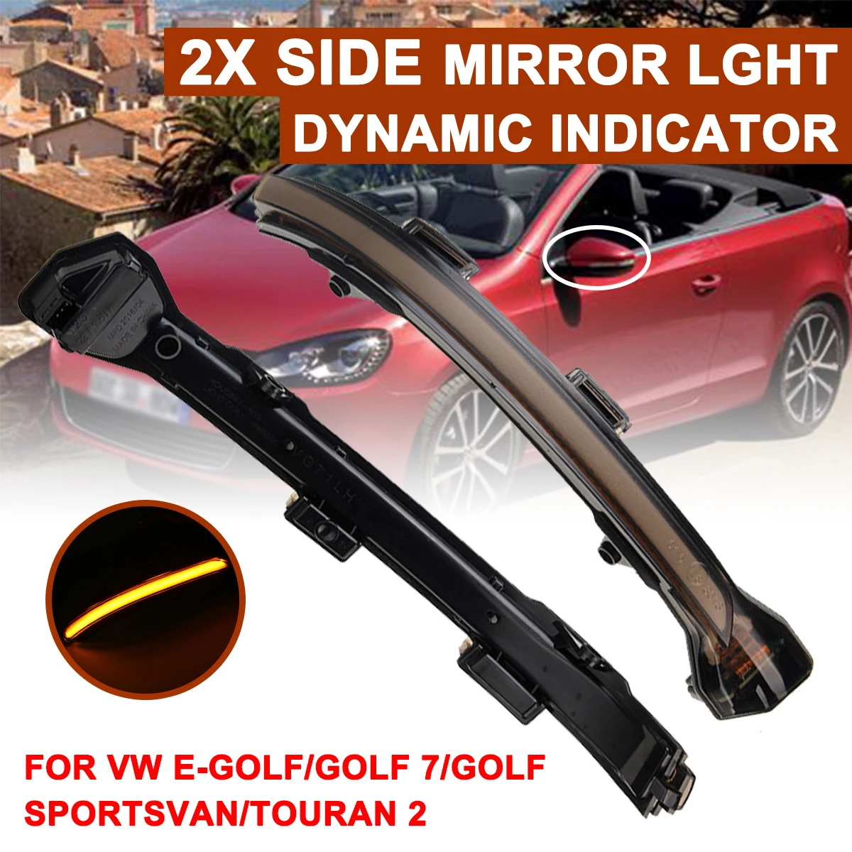 

Rearview Mirror Signal Lamp Highlight LED Car Dynamic Turn Light For Volkswagen Golf 7 MK7 2013+ For VW Touran 2016+