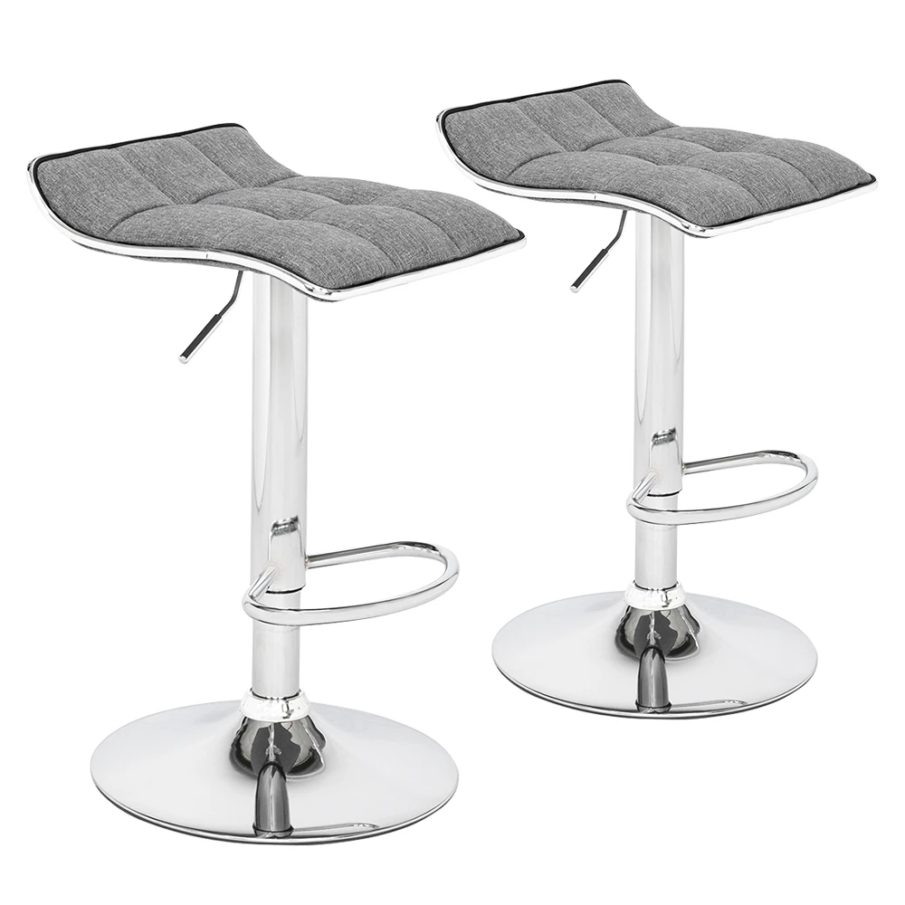 2 Soft-Packed Square Board Curved Foot Bar Stools Cotton And Linen Fabric Bar Stools Spa Tattoo Facial Massage Salon Furniture