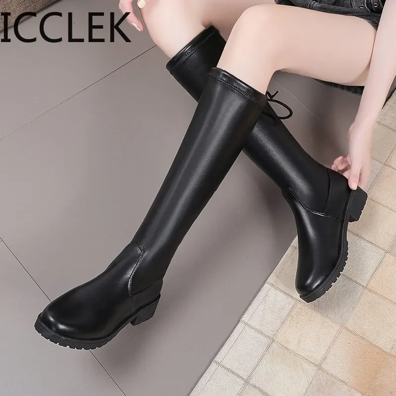 2020 Fashion women\'s boots winter high heels quality long comfortable Mujer thigh high boot Botas Mujer knee enlarges 35-43