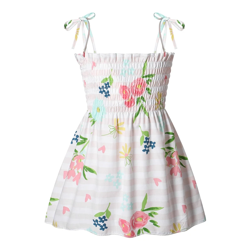 2-6 Years Girls Dresses Kids Summer Sleeveless Strap Princess Dress Cotton Flower Print Children Clothes Girl Casual Sundress