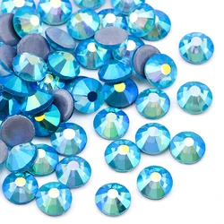 QIAO SS6-SS30 Aquamarine AB Crystal Glass Iron On Rhinestone/Hot Fix Rhinestone For Clothes Decoration