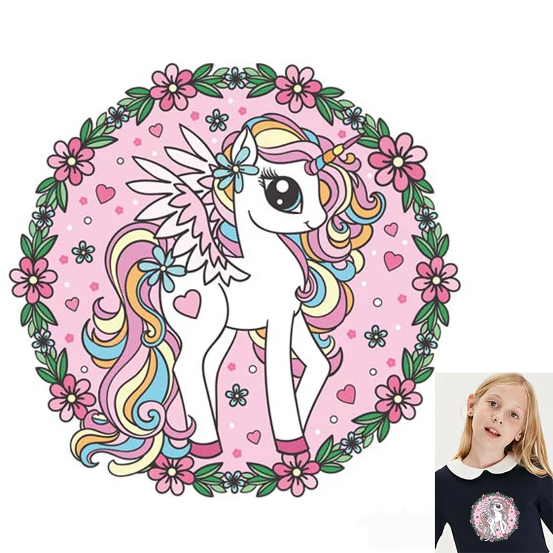 Pulaqi Iron-On Transfers For Clothing Lovely Unicorn Heat Transfers On Clothes Thermal Transfer Stickers Apparel Accessory Decor