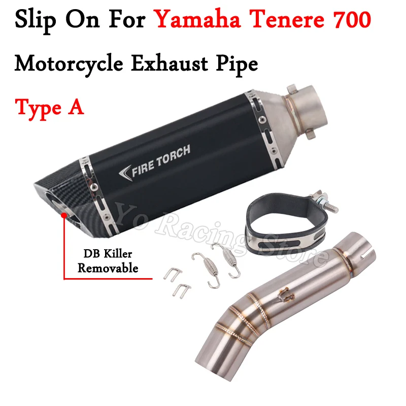 For YAMAHA Tenere700 XTZ700 XTZ 700 2019-2022 Motorcycle Exhausx Escape Modifie Mid Link Pipe Connecting 51mm Muffler DB Killer