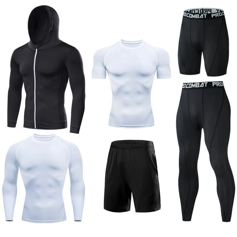 Herren-Lauf-Kompressions-T-Shirts, schnell trocknend, Fußballtrikot, Fitness, eng, Sportbekleidung, Fitnessstudio, Sport, kurzärmeliges Hemd, atmungsaktiv – Detail 25