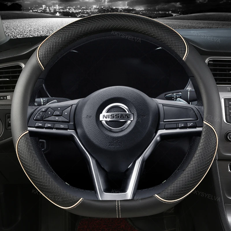 Auto-Lenkradbezug D-Typ PU-Leder für Nissan X-Trail Qashqai Rogue Sport Rogue 2017 2018 2019 2020 2021 Altima Versa – Detail 5