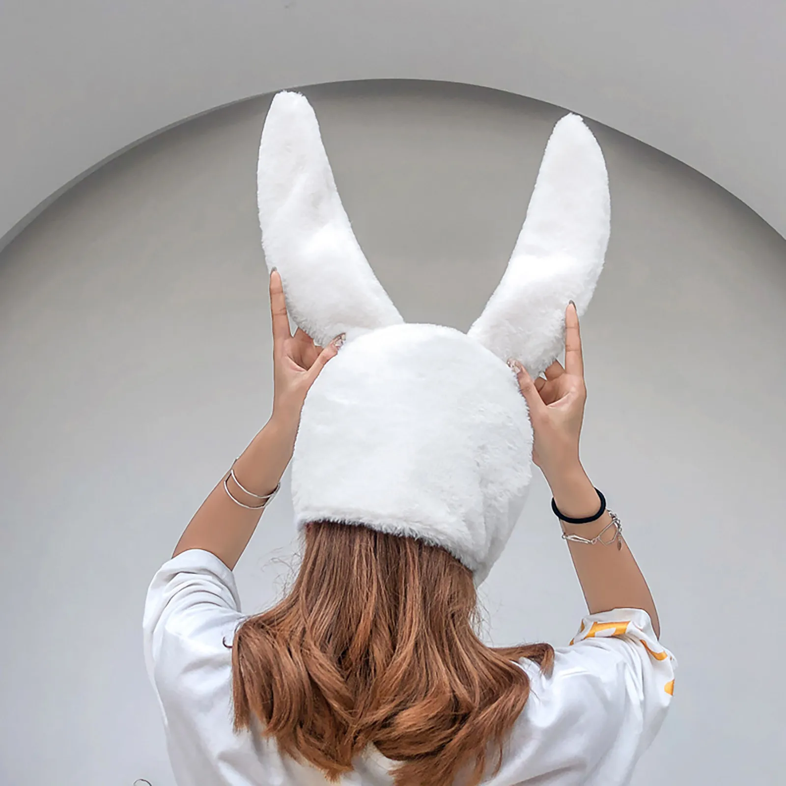 Christmas Party Cute Cosplay Women Girls Long Bunny Ears Cap Cosplay Beanie Plush Hat Bunny Ears Hat Rabbit Headgear Holiday Hat