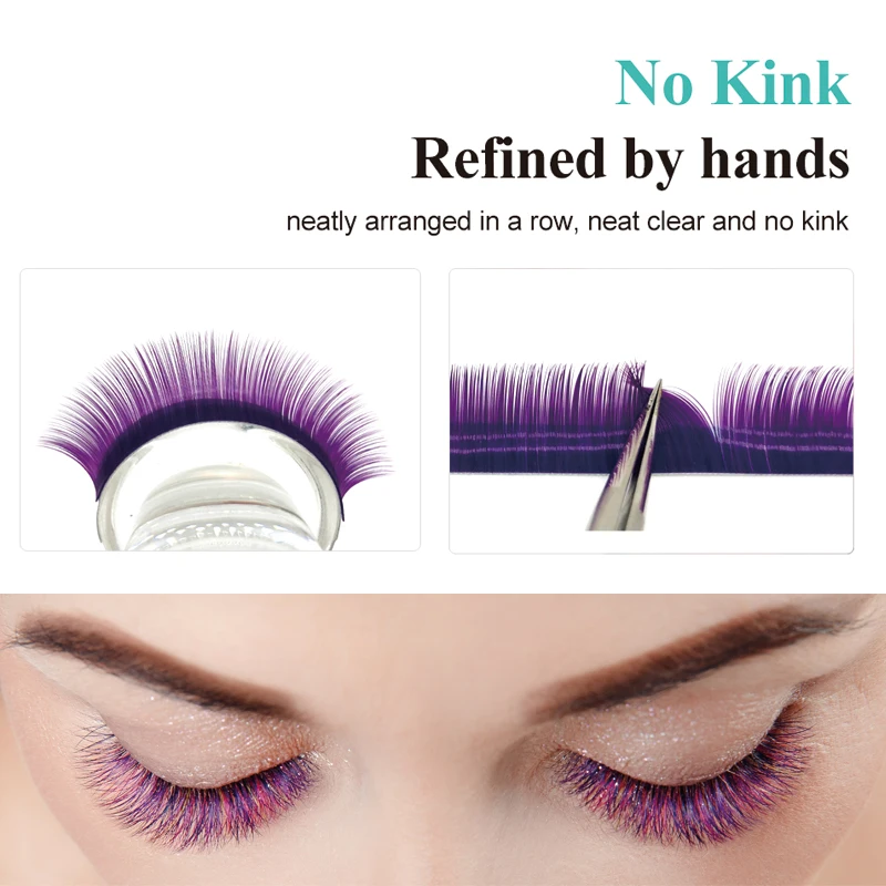 NATUHANA Lashes 16rows Mix Rainbow Color False Mink Eyelash Extension Faux Individual Eyelashes Makeup Cilia maquiagem cilios