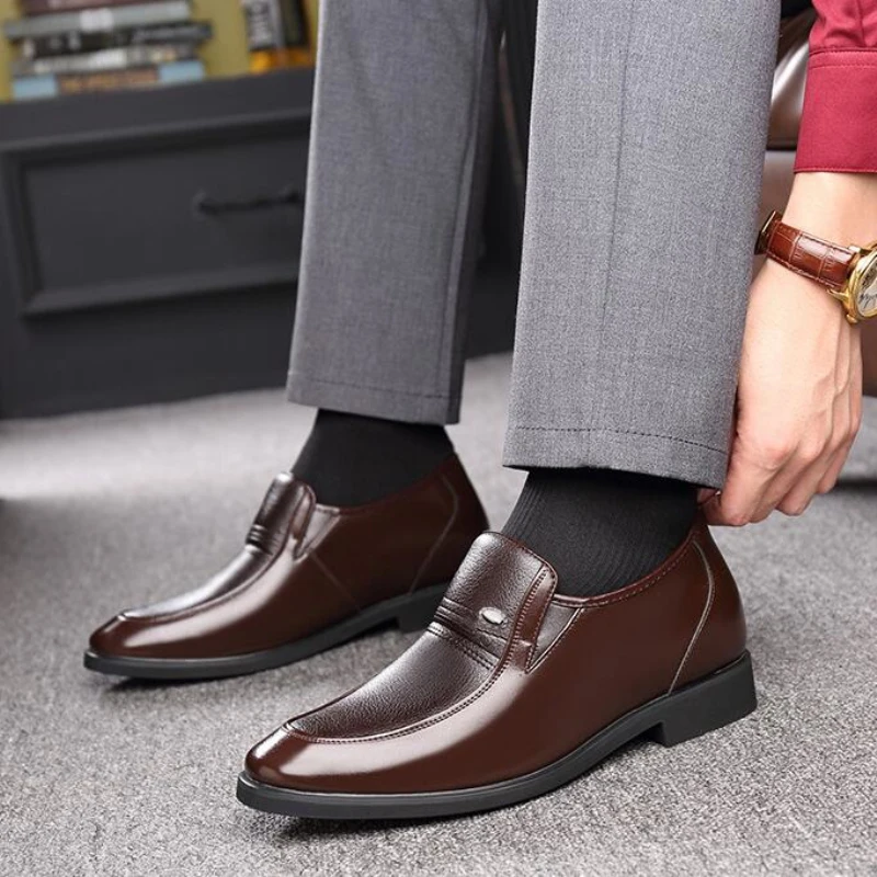 Increased 6 cm Men Formal Shoes Hidden Heel Men\'s Wedding Oxfords Heighten Tall Male Dress Leather Footwear