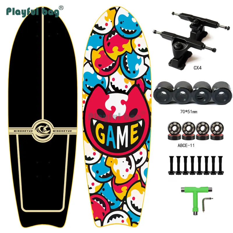 Playful Bag 32x10 inch skateboard CX4 steering trucks Flexible steering Practice longboard Adult skateboard complete AMB61