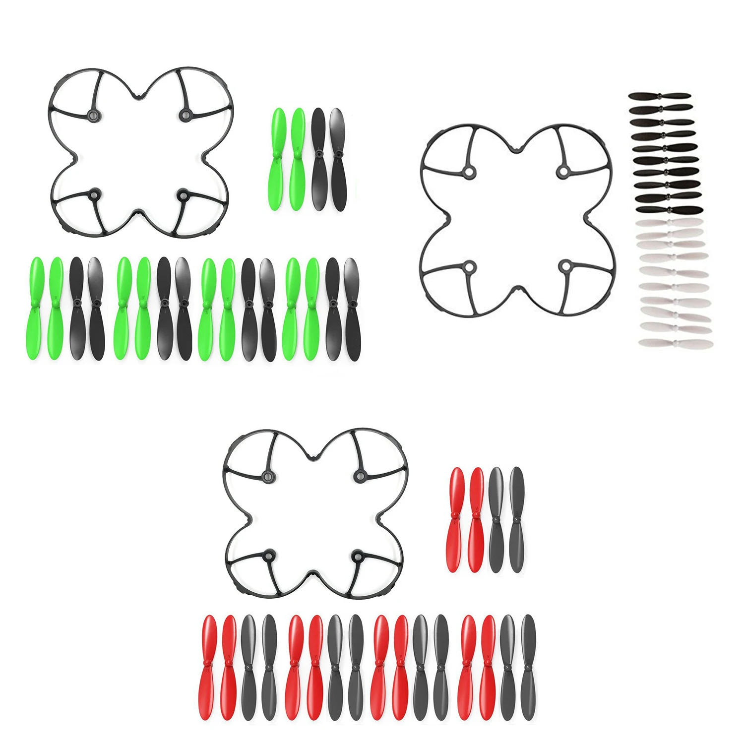 20 piece set Propeller blades with Helices Protective cover For HUBSAN X4 H107 H107C H107D Quadcopter, Black+White