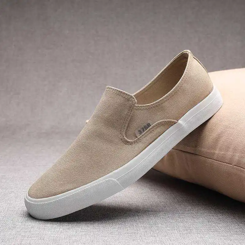 Spring Men\'s Flat Casual Shoes Male Breathable Comfortable Slip-On Canvas Shoes Fashion Soft Shoes Lazy Shoes Sneakers 4 Colors