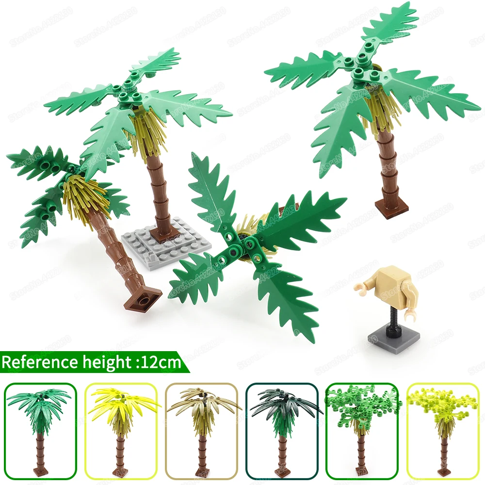 Palm Tree Building Blockmoc Plant Assembly Figures Trees Tropical Forest Scenes Street View Jungle War Model Child Diy Gift Toys