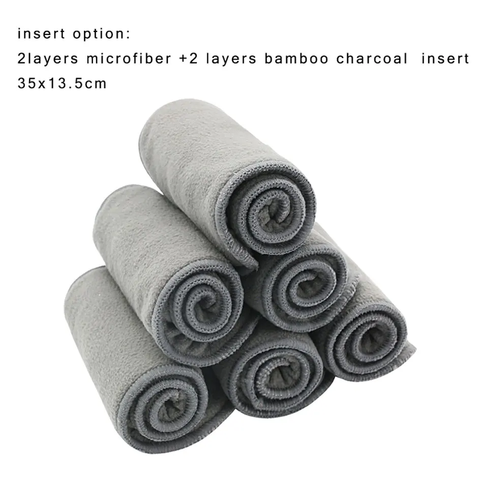 HappyFlute New 4PCS Set Bamboo Charcoal Inner Baby One Size Nappies Reusable Cloth Diaper