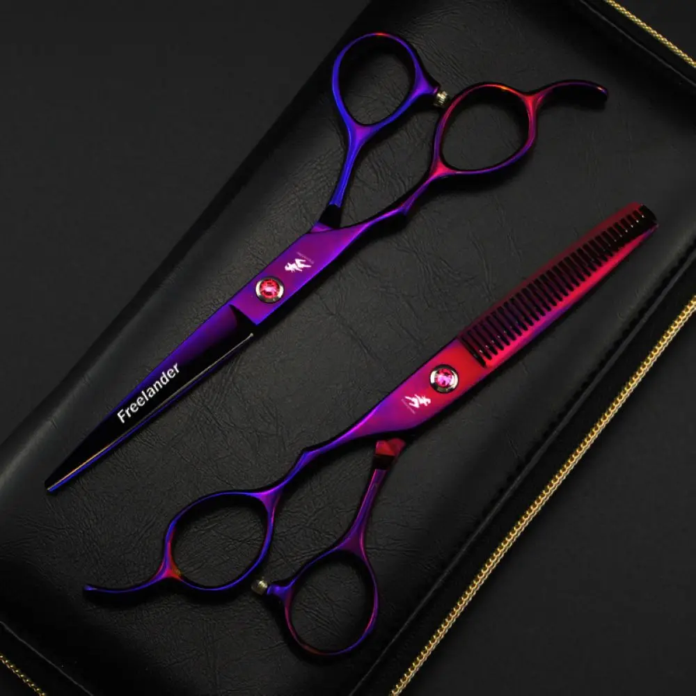 Freelander 6 inch Purple Hair Scissors Set Left Hand Professional Stainless Steel  Barbershop Hairdressing Scissors