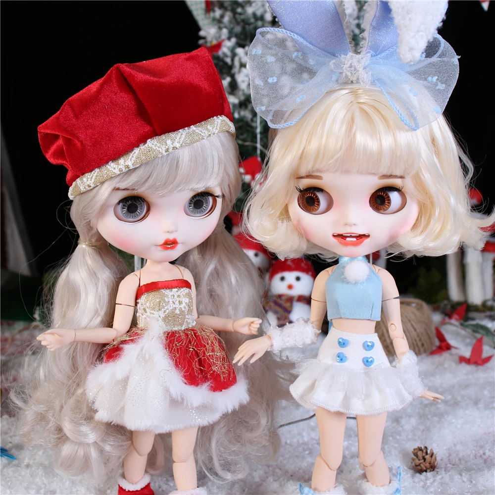 ICY DBS Blyth Doll 1/6 BJD Joint Body White Skin Matte Face 30cm Anime Toy Smiling Face Custom Doll Including Costume Shoes