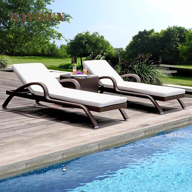 Outdoor Garden Rattan Furniture Sets Armchair Long Chairs For Swimming Pool Fishing Camping Sun Beach Chaise Longue Simple