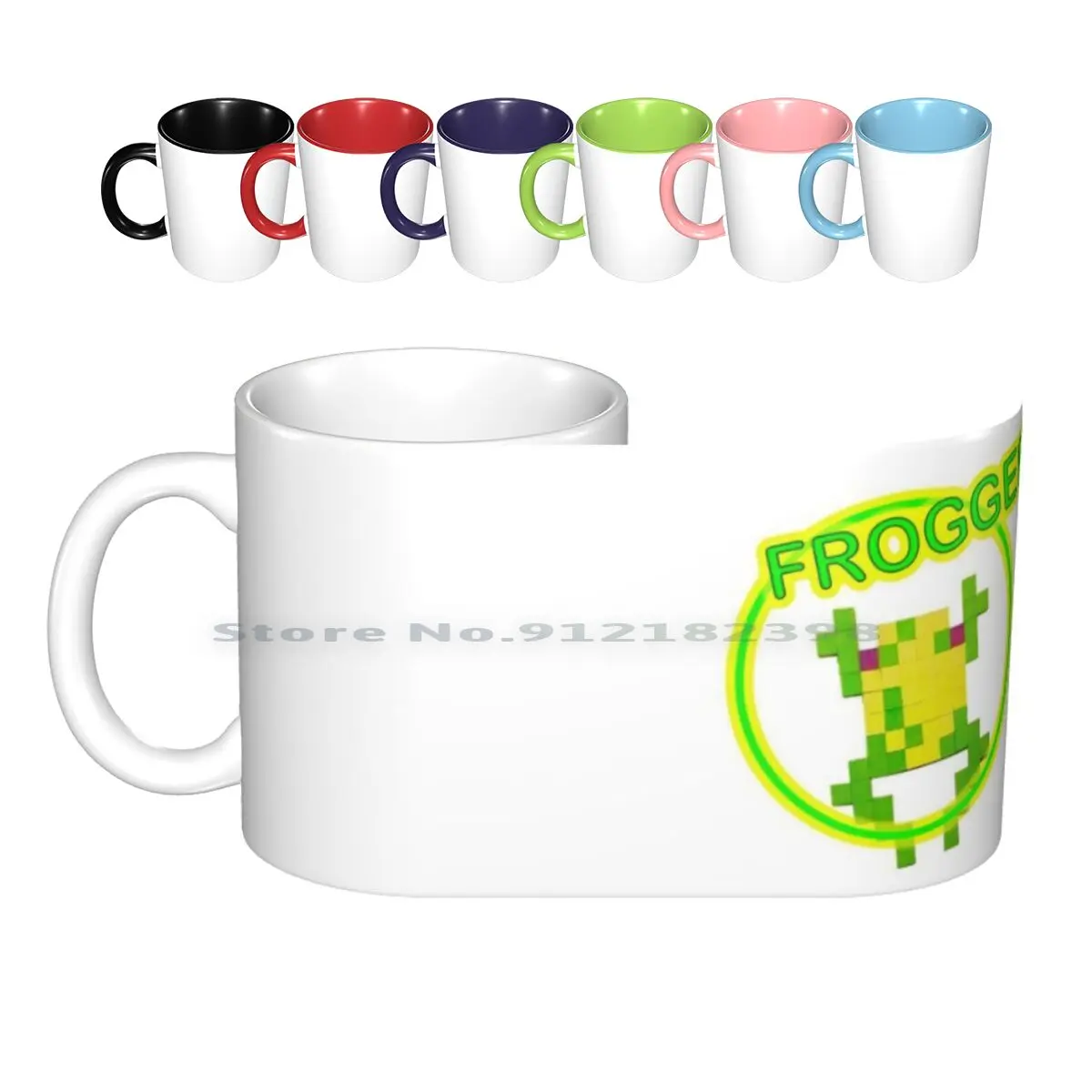 8 Bit Frogger Ceramic Mugs Coffee Cups Milk Tea Mug Frogger 80s 1980s Video Game Iconic Creative Trending Vintage Gift Bottle