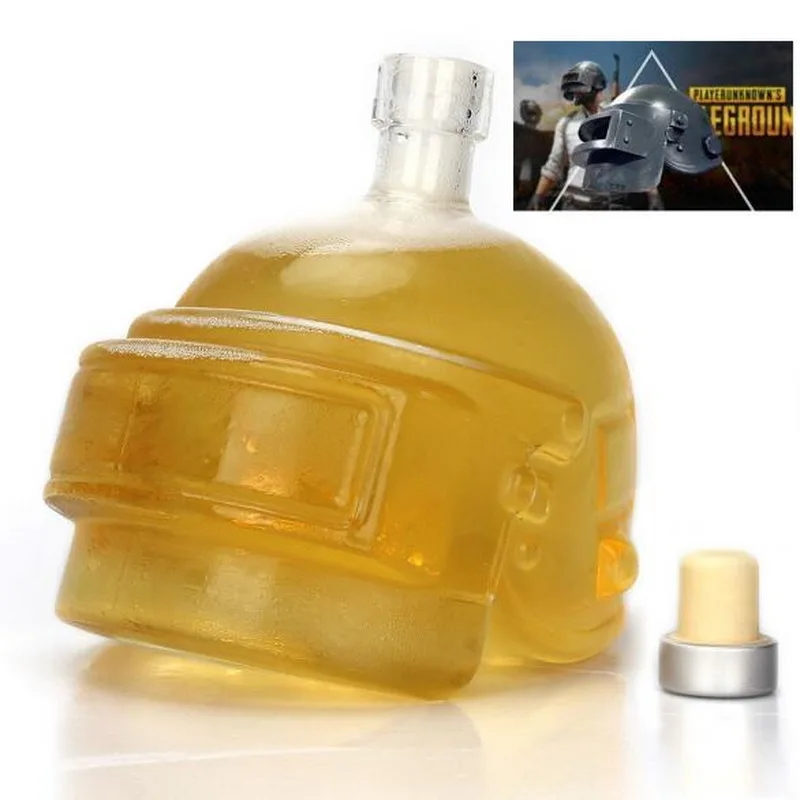 Creative and simple eating chicken helmet hip flask red wine high borosilicate glass vodka bottle