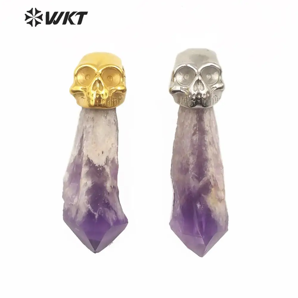 

WT-P1533 WKT Natural Stone Pendant Gold Electroplated Skeleton Shape With Crystal Pendant Women Fashion Pendant Jewerly Finding