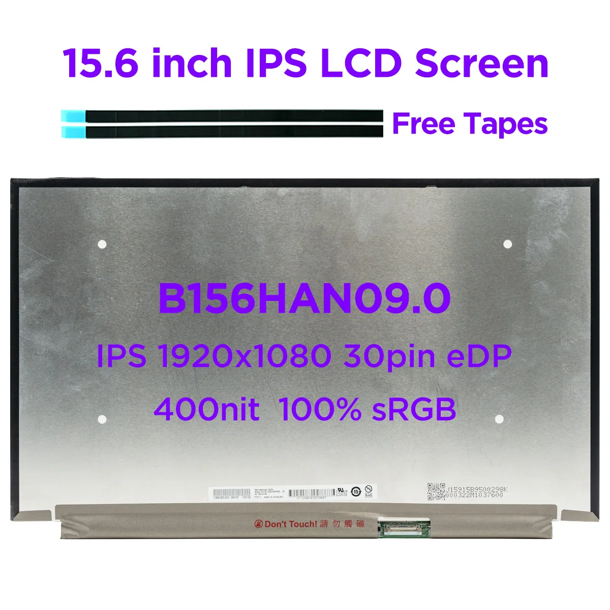 Pantalla LCD para portátil de 15,6 pulgadas, pantalla IPS B156HAN09.0, compatible con N156HCG-GQ1, NE156FHM-N61, LQ156M1JW31, 72%, NTSC, 400nit, 1920x1080, 30 Pines, eDP