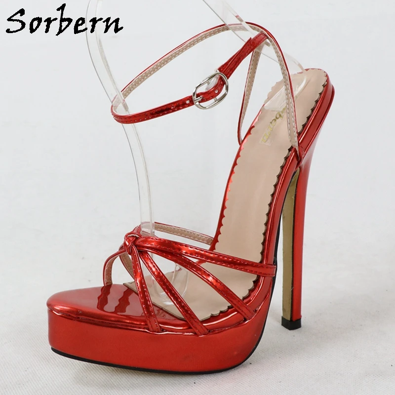 

Sorbern Custom Metallic Gold Cross Strap Sandal Womens Platform 18cm High Heels Knot Ankle Strap Summer Shoes Party Stilettos