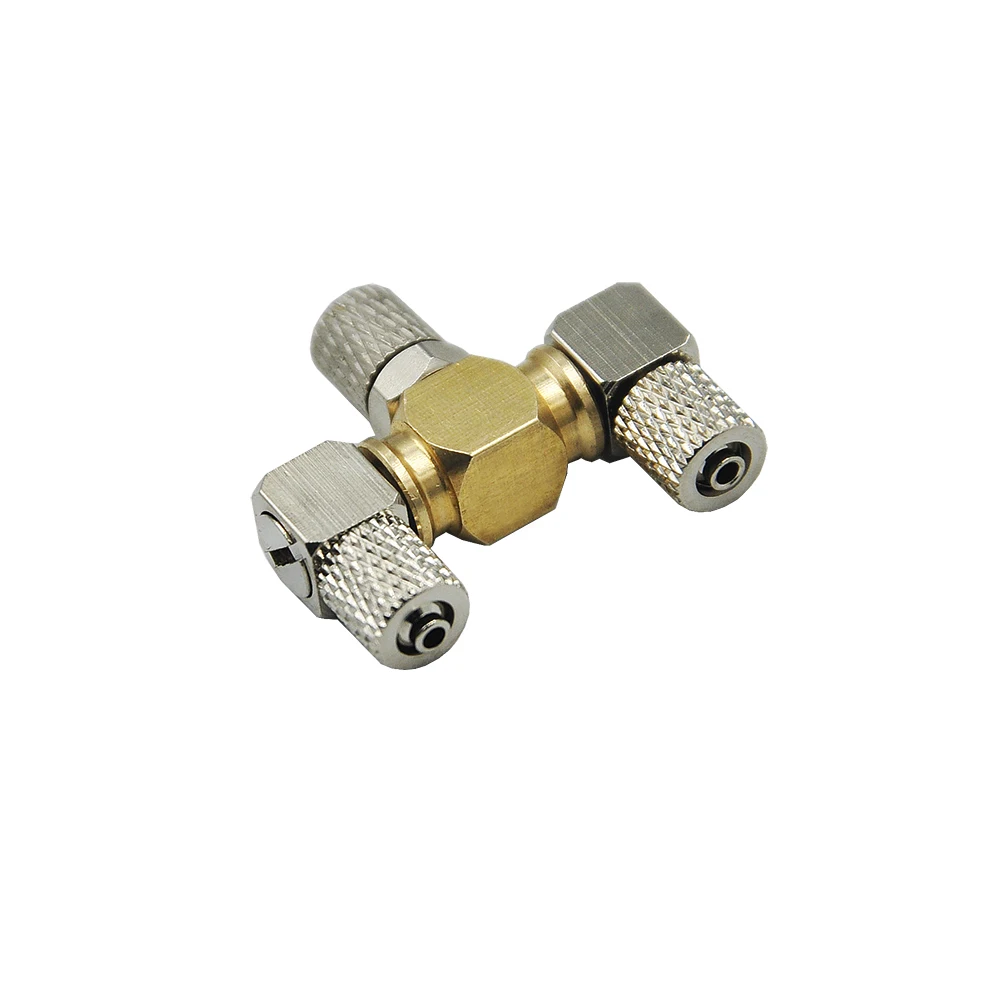 3CH Mini Hydraulic Copper Connector T/Y Type Multi Oil Way Fitting For 1/14 RC Excavator DIY Car Parts