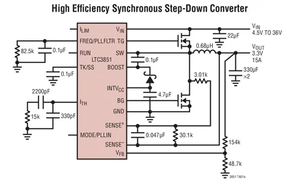 LTC3851 LTC3851EGN LTC3851IGN - Synchronous Step-Down Switching Regulator Controller