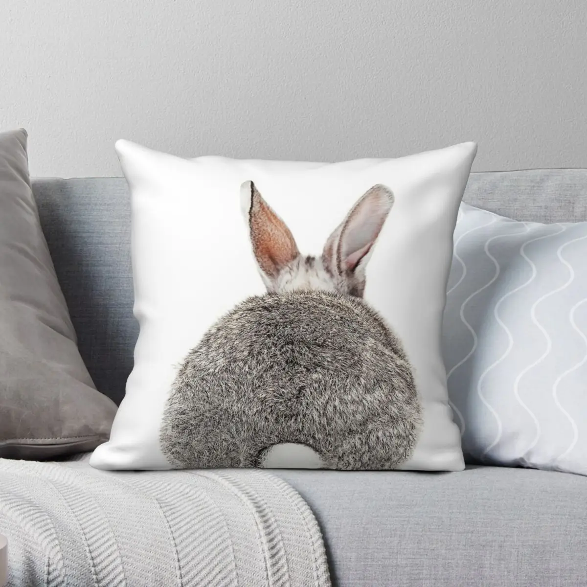 

Bunny Butt Square Pillowcase Polyester Linen Velvet Pattern Zip Decor Pillow Case Sofa Cushion Cover Wholesale