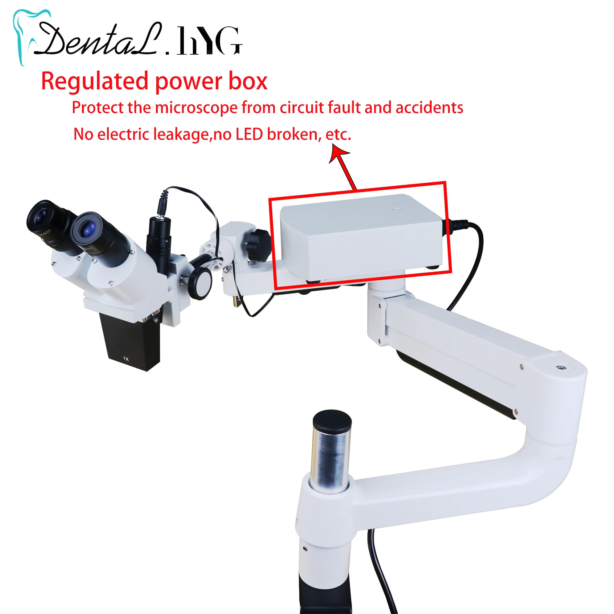 Microscope Binoculaire Dentaire à Loupe 20x, Rotatif à LED de 5 Watts, pour Dentistes, Outil de Prothèse, Équipement de Laboratoire Dentaire, Spot Lumineux