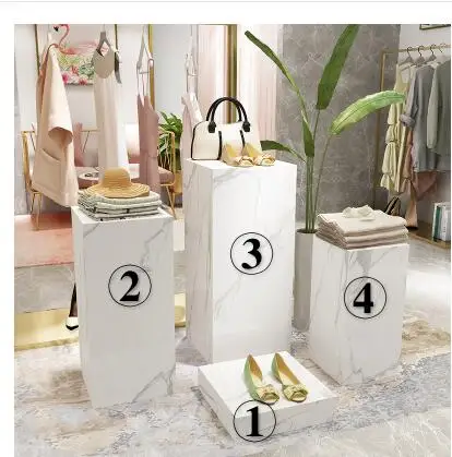 Display stand imitation marbling clothing shop window decoration set up a high and low water table geometric base model platform