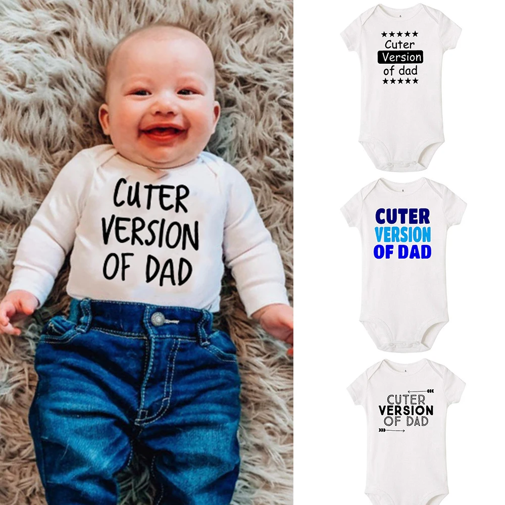 Funny baby one piece cuter version of dad funny baby short sleeve bodysuit baby outfits Pregnancy announcement present